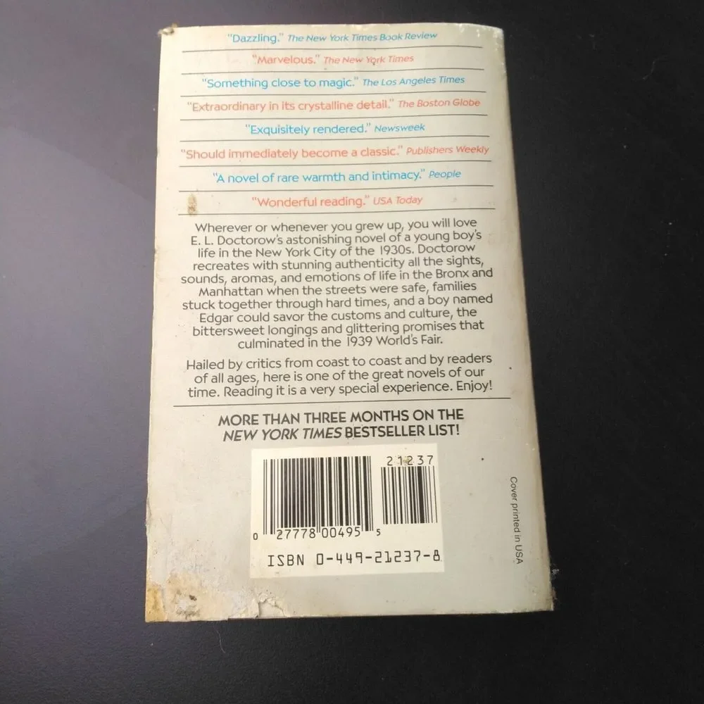 World's Fair, E. L. Doctorow, 1986/1986 vgc paperback, free shipping